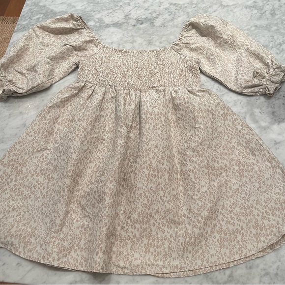 Mittoshop Leopard Damask print Puff Sleeve Dress. Ruching on back. NWT. Medium. - Picture 3 of 4